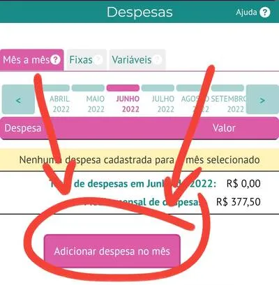 Adicionando a nova despesa