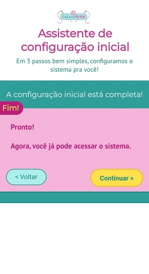 Assistente de configuração inicial concluido