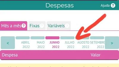 Selecionando o mês da nova despesa